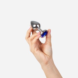 BLUE JEWELLED METAL BUTT PLUG M