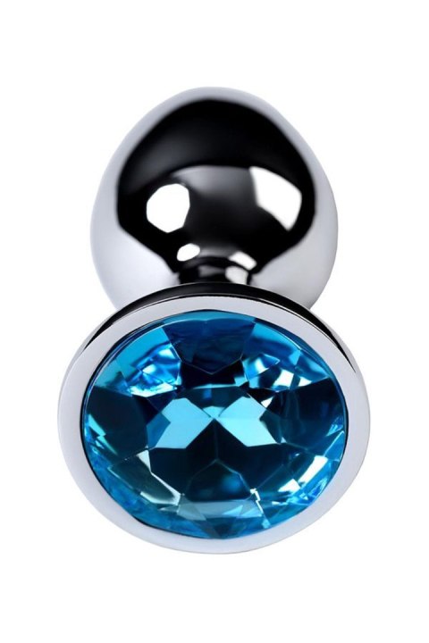 Silver anal plug TOYFA Metal,with a Topaz color gem