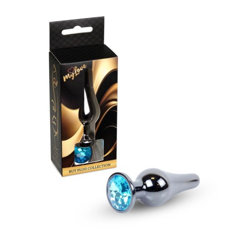 MyLove Toys - Jewellery Dark Silver BUTT PLUG- Light Blue