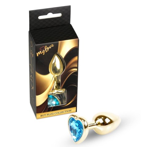 MyLove Toys - Jewellery Gold Heart PLUG- Light Blue