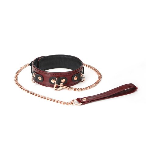 Liebe Seele obróżka ze smyczą Wine Red Collar and Leash Liebe Seele obróżka ze smyczą Wine Red Collar and Leash