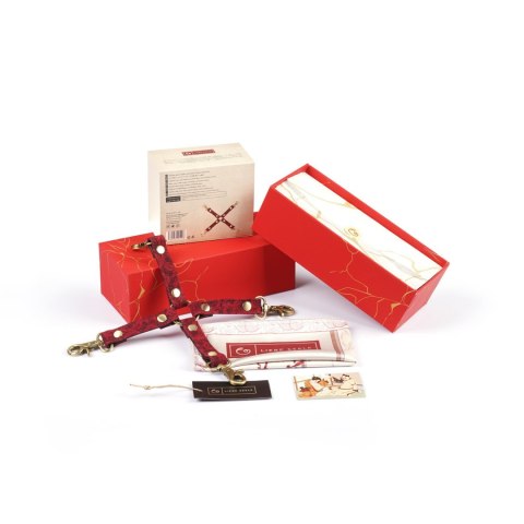 Liebe Seele uprząż Kinbaku Ukiyoe Red Rosy Leather Hogtie Liebe Seele uprząż Kinbaku Ukiyoe Red Rosy Leather Hogtie