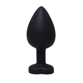 Black large heart-shaped butt plug with white crystal