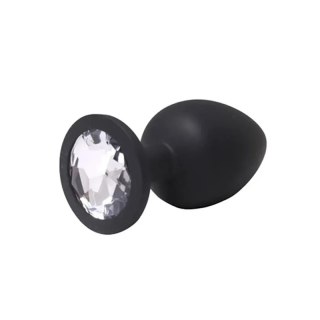 Black medium butt plug with white crystal