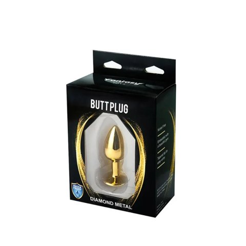Gold Small Butt Plug with Black Diamond