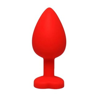 Red large heart-shaped butt plug with white crystal