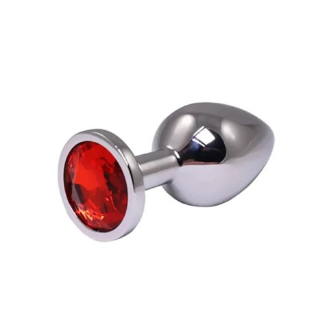 Silver Medium Butt Plug with Red Diamond