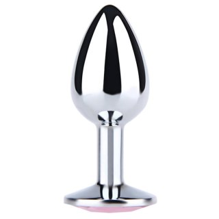 Silver Medium Butt Plug with White Diamond