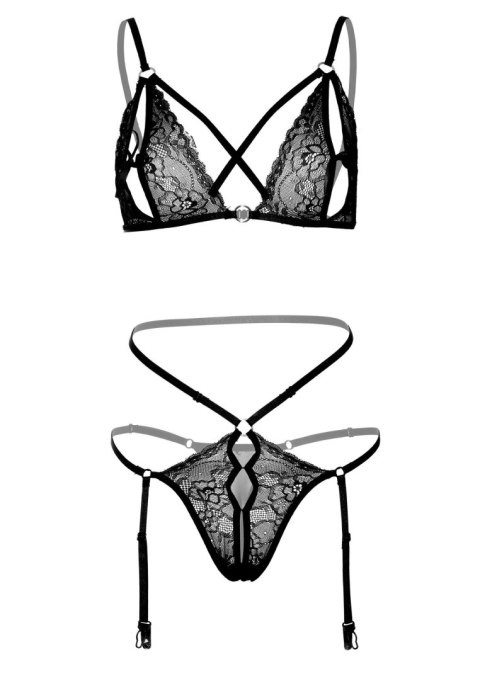 2PC Peek-a-Boo Bra and Panty Black