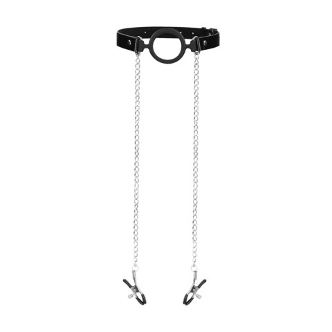 O-Ring Ball Gag with Nipple Clamps