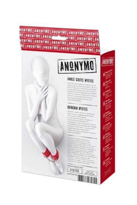 Anonymo handcuffs, PU leather, red, 27 cm