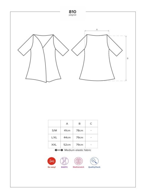 Obsessive 810-PEI-1 szlafrok czarny S/M