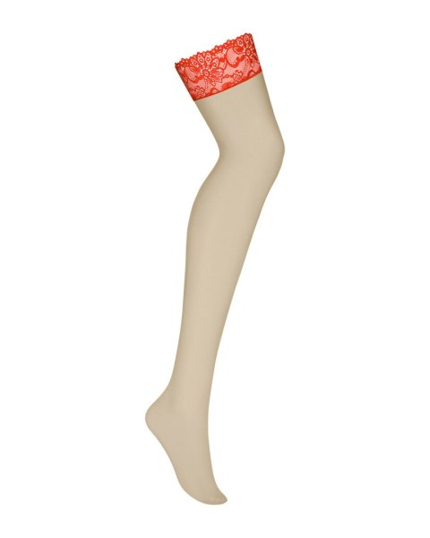 Obsessive 838-STO-3 pończochy czerwone S/M