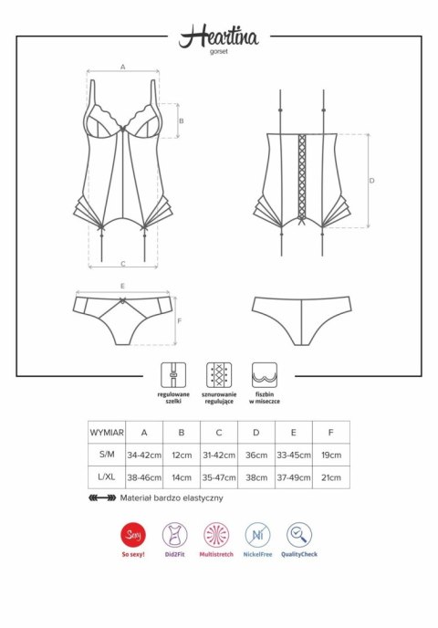 Obsessive gorset czarny z figami Heartina L/XL