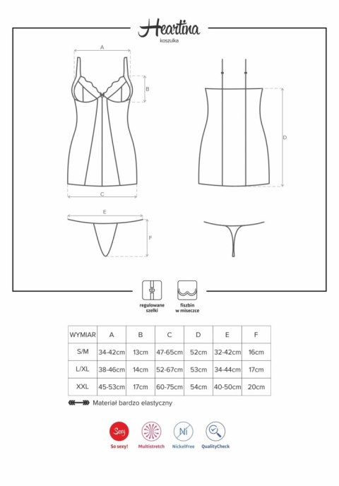 Obsessive koszulka ze stringami Heartina L/XL