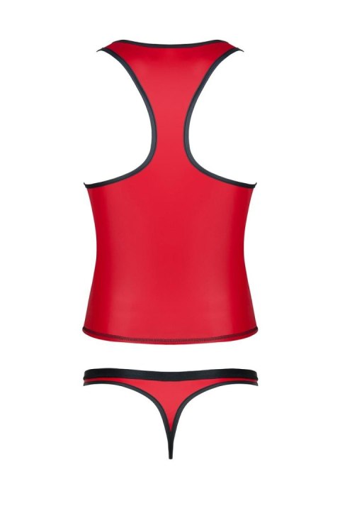 Męski komplet z wetlooka: t-shirt bez rękawów, stringi z taśmą ozdobną z przodu S