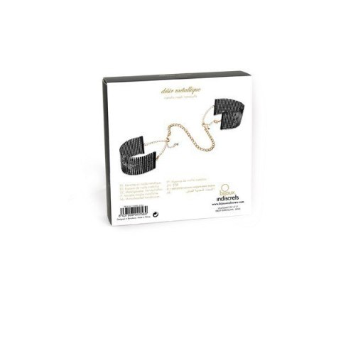 Kajdanki z metalowych płytek Bijoux Indiscrets Desir Metallique Black Metallic Mesh Handcuffs Kajdanki z metalowych płytek Bijoux Indiscrets Desir Metallique Black Metallic Mesh Handcuffs
