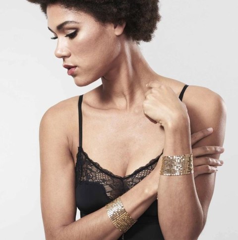 Kajdanki z metalowych płytek Bijoux Indiscrets Desir Metallique Gold Metallic Mesh Handcuffs Kajdanki z metalowych płytek Bijoux Indiscrets Desir Metallique Gold Metallic Mesh Handcuffs