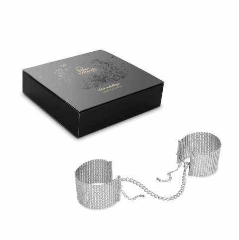 Kajdanki z metalowych płytek Bijoux Indiscrets Desir Metallique Silver Metallic Mesh Handcuffs Kajdanki z metalowych płytek Bijoux Indiscrets Desir Metallique Silver Metallic Mesh Handcuffs