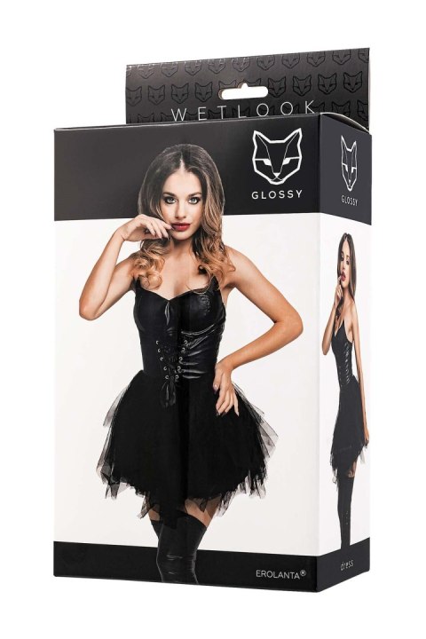 Glossy Elisia, dress, wetlook, black, L