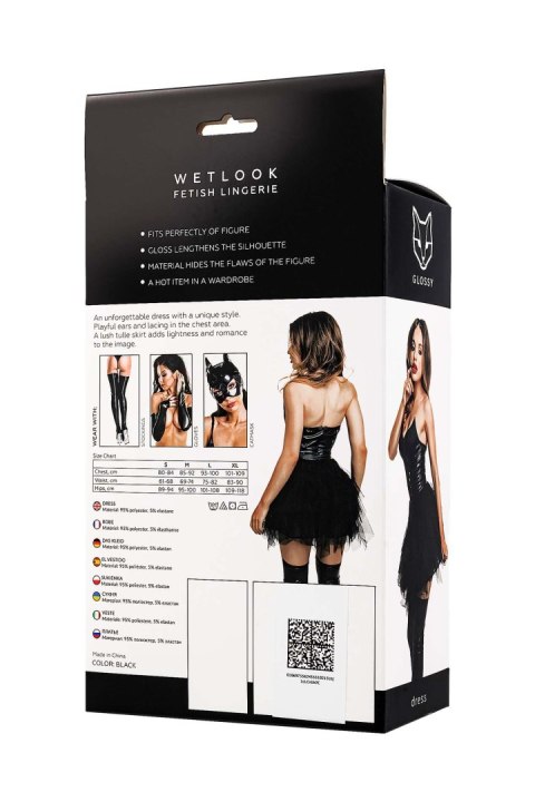 Glossy Elisia, dress, wetlook, black, S