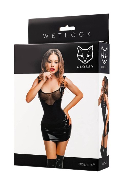 Glossy Rimma, dress, wetlook, black, S