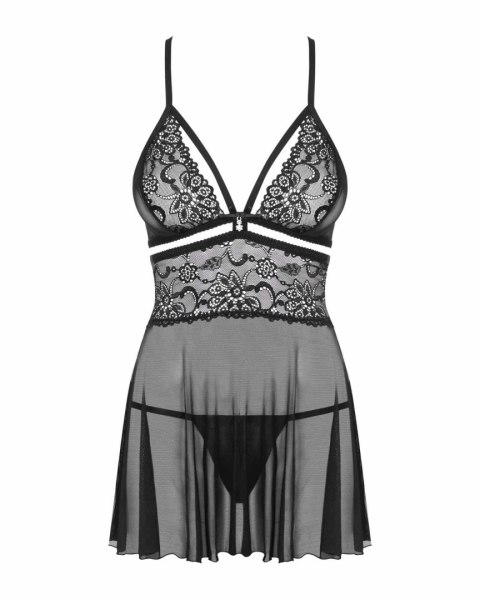 Bielizna-838-BAB-1 babydoll i stringi czarna XXL