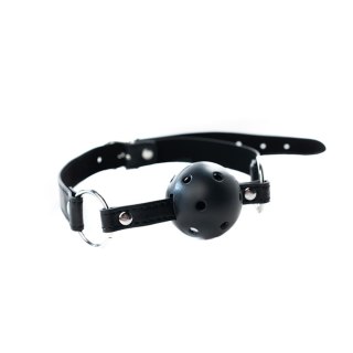 Black breathable ball gag with adjustable
strap.