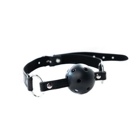 Black breathable ball gag with adjustable
strap.