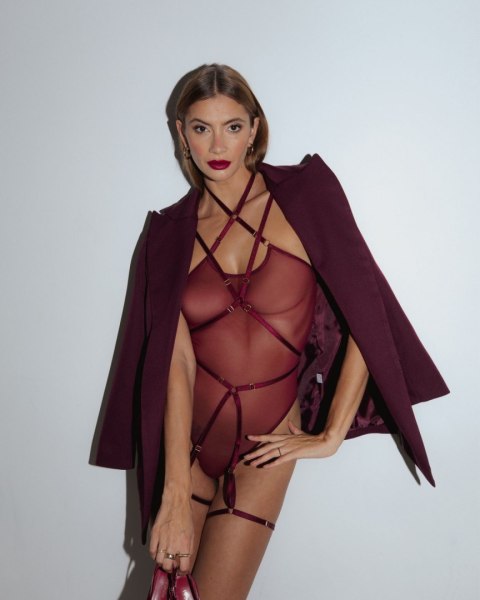 Batty Burgundy Body Harness Promees Batty Burgundy Body Harness Promees
