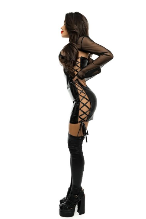 GLOSSY SELENA, dress, wetlook, black, S