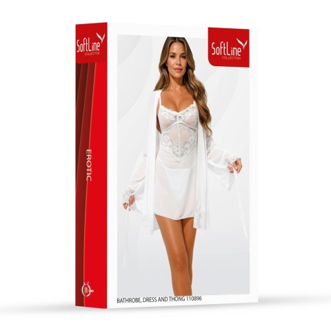 Bathrobe, dress and thong 110896 white 2XL