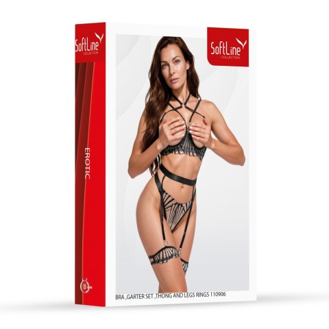 Bra ,garter set ,thong and leg ring 110906 black L
