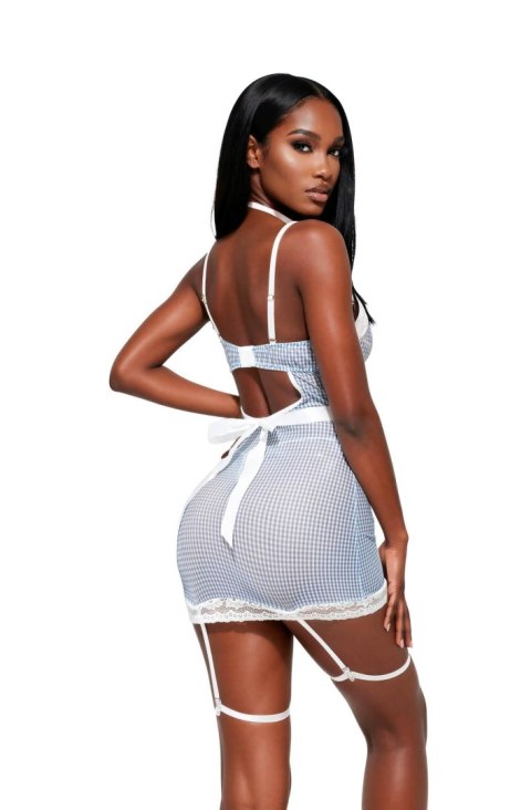 Dress with a set of garters, thigh straps, thong and necklace 110907 2XL