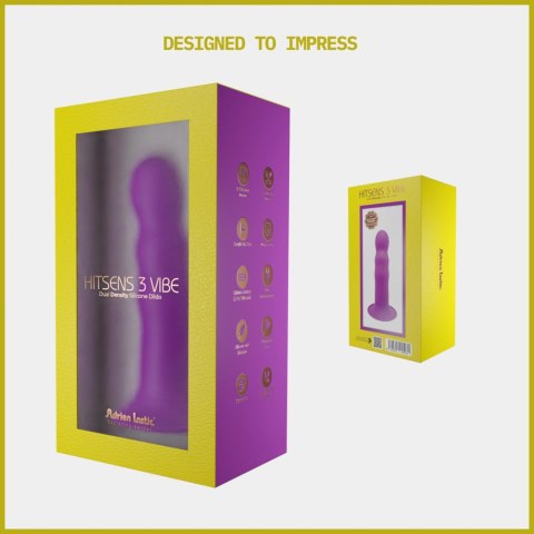 Adrien Lastic Hitsens 3 Vibe Purple - Vibrating Dildo with Patented Dual-Density Technology & Extra-Strong Suction Base