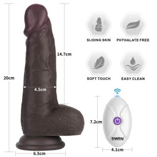 8" Vibrating Sliding Skin Pro II Silicone Dong (Black)