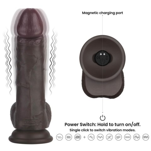 8" Vibrating Sliding Skin Pro II Silicone Dong (Black)