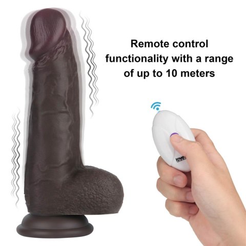 8" Vibrating Sliding Skin Pro II Silicone Dong (Black)
