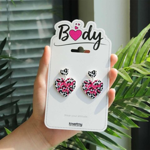 Body Leopard Print Heart Earrings