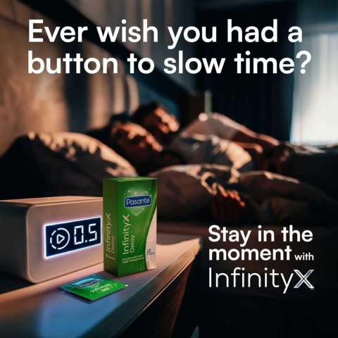Pasante Infinity X Delay Condoms with Benzocaine 12 Pack