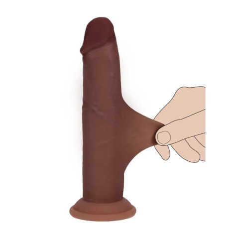Dual Density Silicone Realistic Sliding Skin Dildo - 7" / 18,5 cm - Brown