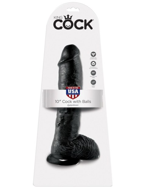 King Cock 10" Cock with Balls Black King Cock 10" Cock with Balls Black