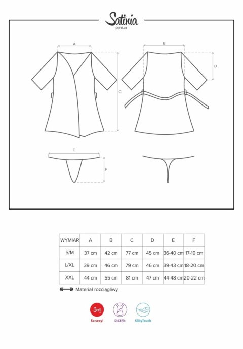 Satinia szlafrok czarny L/XL Satinia szlafrok czarny L/XL