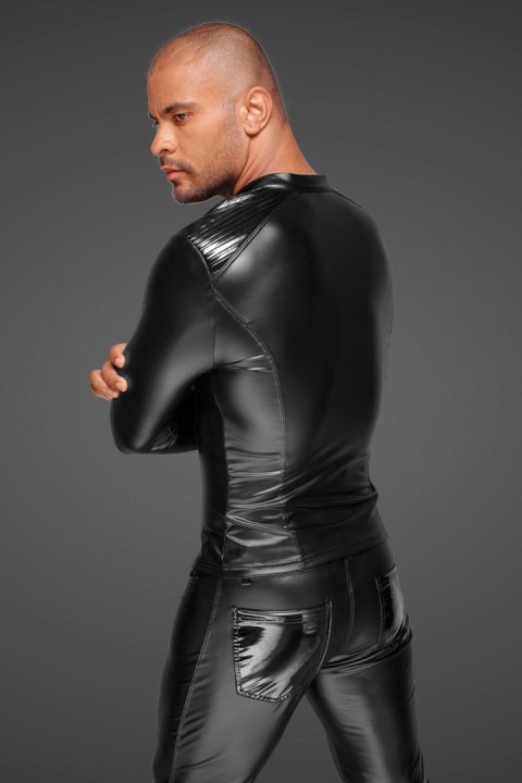 H052 Powerwetlook men's jacket with pleated PVC epaulets XL H052 Powerwetlook men's jacket with pleated PVC epaulets XL