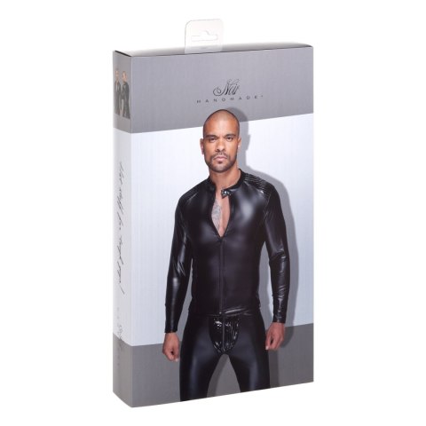 H052 Powerwetlook men's jacket with pleated PVC epaulets XL H052 Powerwetlook men's jacket with pleated PVC epaulets XL