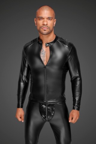 H052 Powerwetlook men's jacket with pleated PVC epaulets S