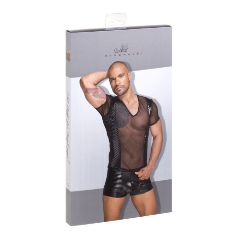 H055 Tulle men's shirt with decorative PVC pleats in the front M H055 Tulle men's shirt with decorative PVC pleats in the front M