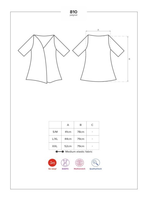 Obsessive 810-PEI-1 szlafrok czarny 2XL/3XL