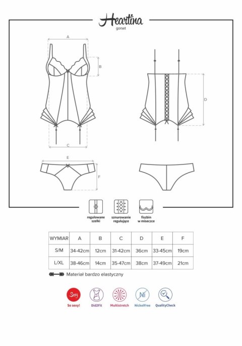 Obsessive gorset czarny z figami Heartina L/XL